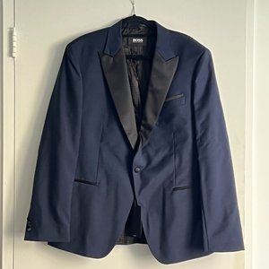 Dark Blue Wool & Mohair Tuxedo Jacket